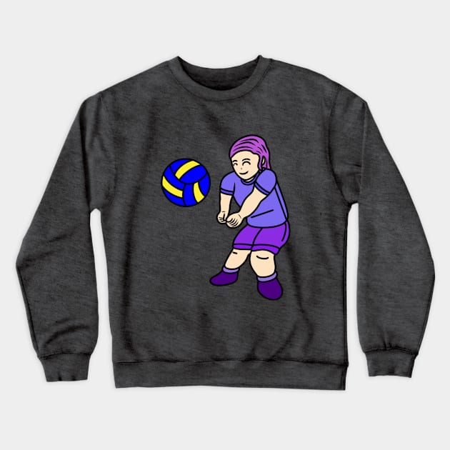 Chibi volleyball player girl Crewneck Sweatshirt by Andrew Hau